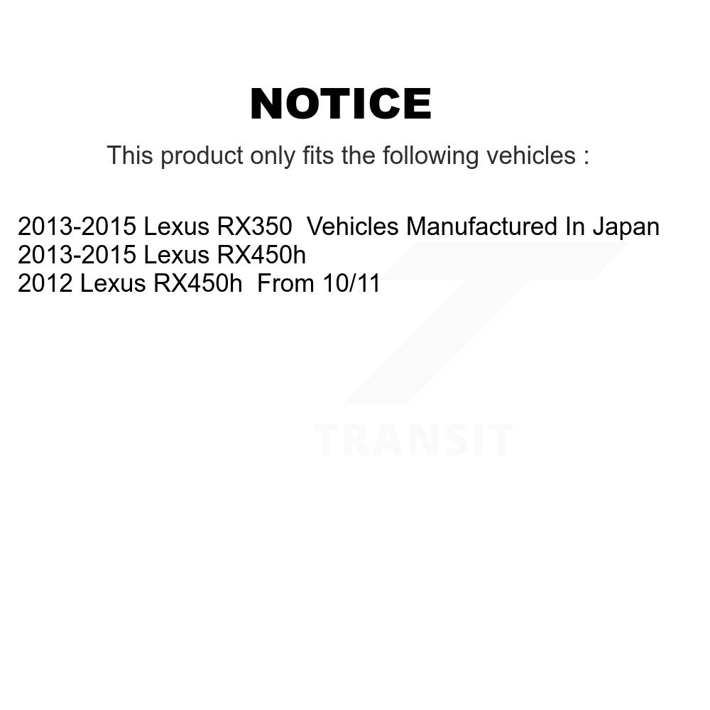 Front Rear Brake Caliper Left Right Side (Driver Passenger) Kit For Lexus RX350 RX450h KBC-100485 - Image 2