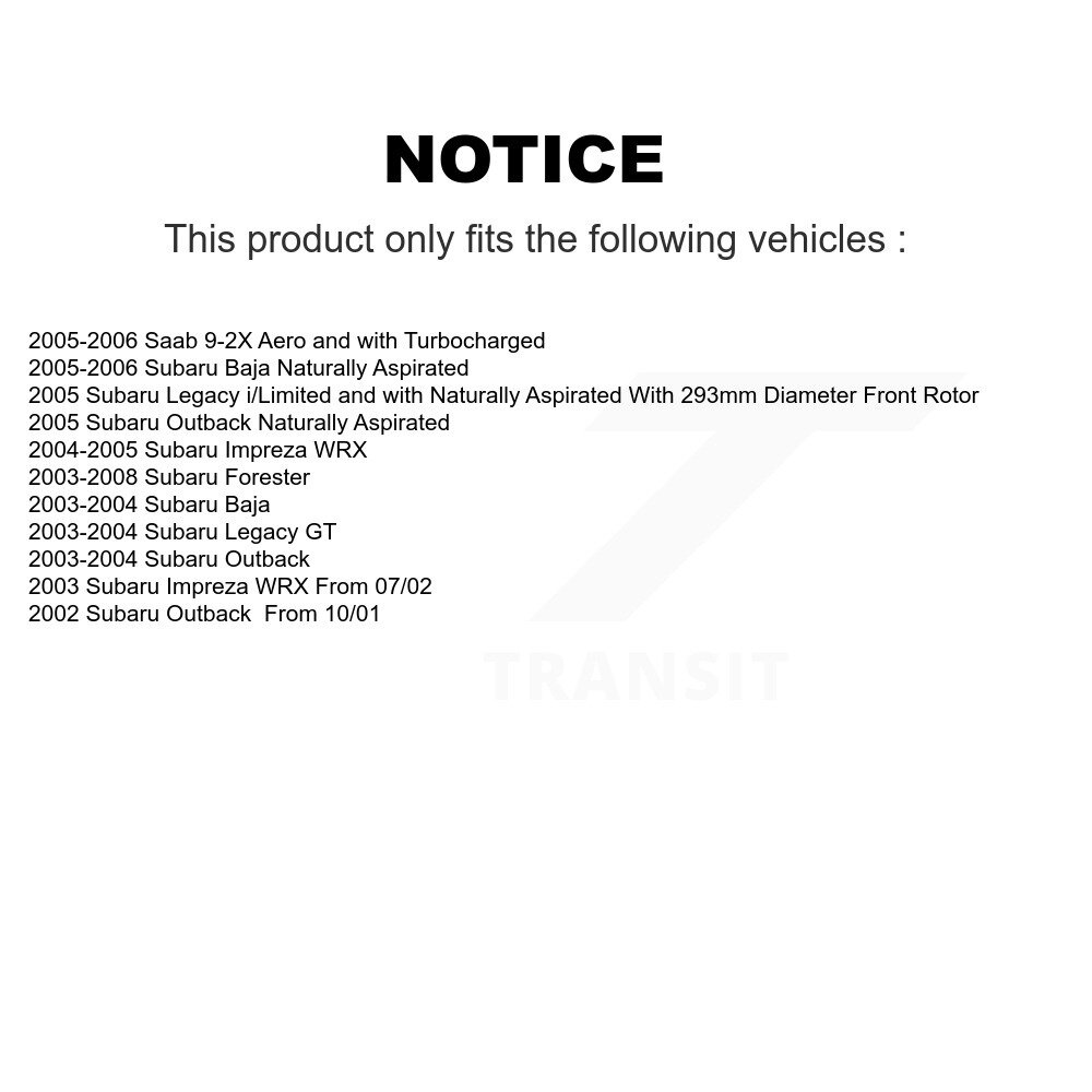 Front Brake Caliper Rotor And Ceramic Pad Kit For Subaru Forester Impreza Outback Legacy KC8-100108C - Image 2