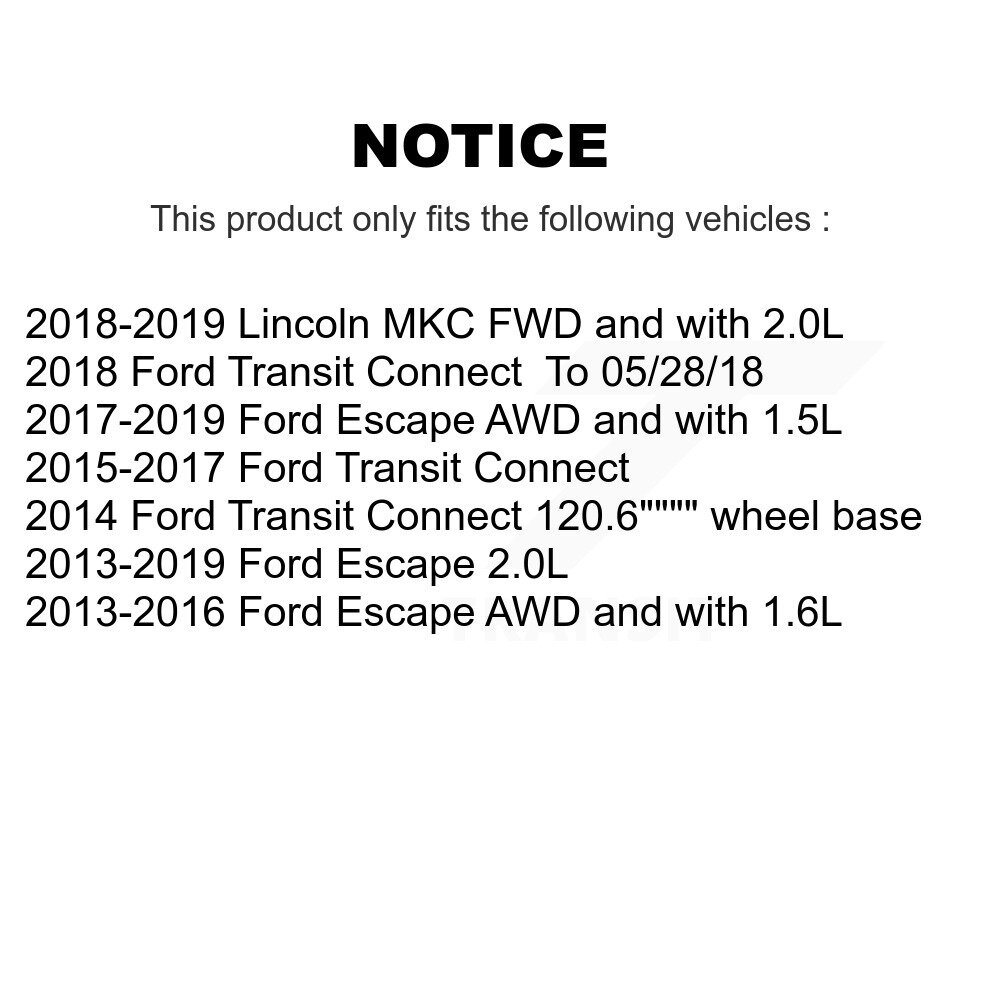 Front Brake Caliper Rotors & Ceramic Pad Kit For Ford Escape Transit Connect Lincoln MKC KC8-100271C - Image 2
