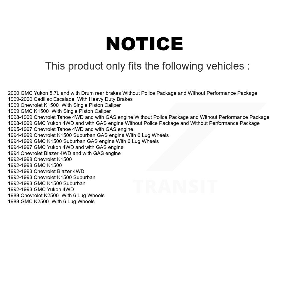 Front Brake Caliper Rotor & Ceramic Pad Kit For K1500 Chevrolet GMC Yukon Suburban Tahoe KC8-100283C - Image 2