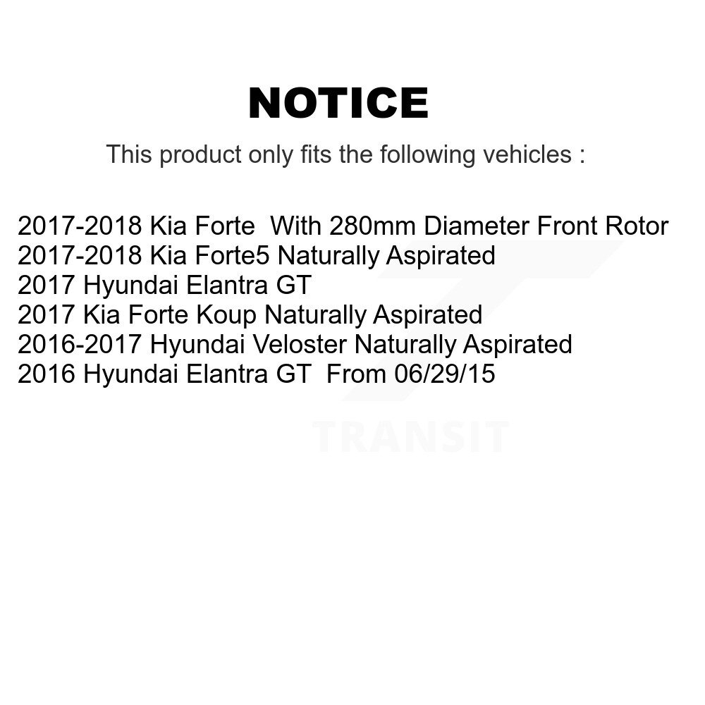 Front Brake Caliper Rotor & Ceramic Pad Kit For Kia Forte Hyundai Elantra GT Forte5 Koup KC8-100329C - Image 2