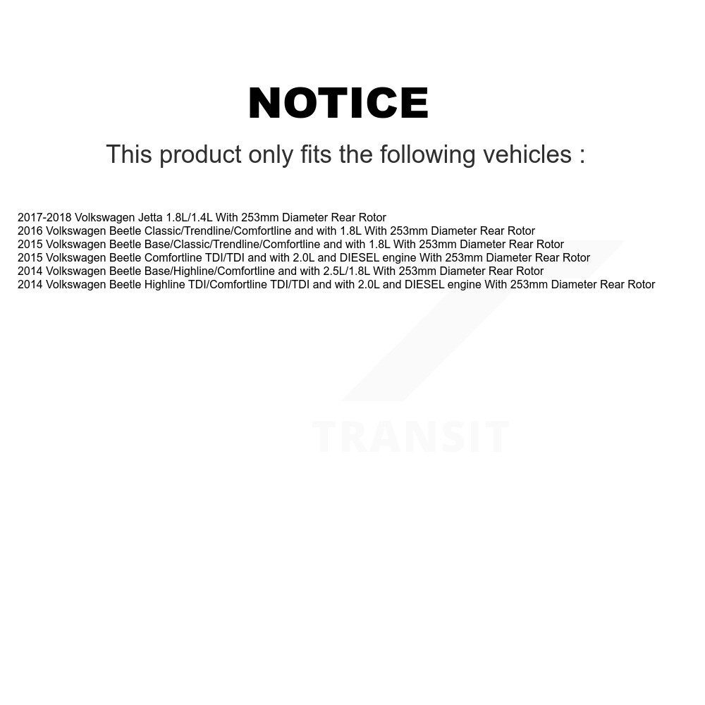 Front Rear Disc Brake Caliper Rotor & Ceramic Pad Kit (10Pc) For Volkswagen Jetta Beetle KC8-100998C - Image 2