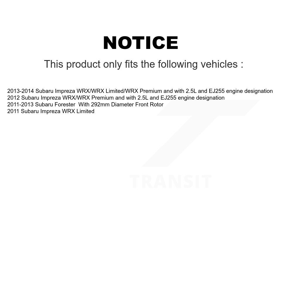 Front Rear Disc Brake Caliper Rotor & Ceramic Pad Kit (10Pc) For Subaru Impreza Forester KC8-101045C - Image 2