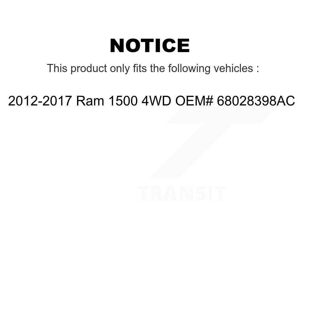 Front CV Axle Drive Shaft Assembly & Intermediate Kit For 2012-2017 Ram 1500 4WD KCV-100195 - Image 2