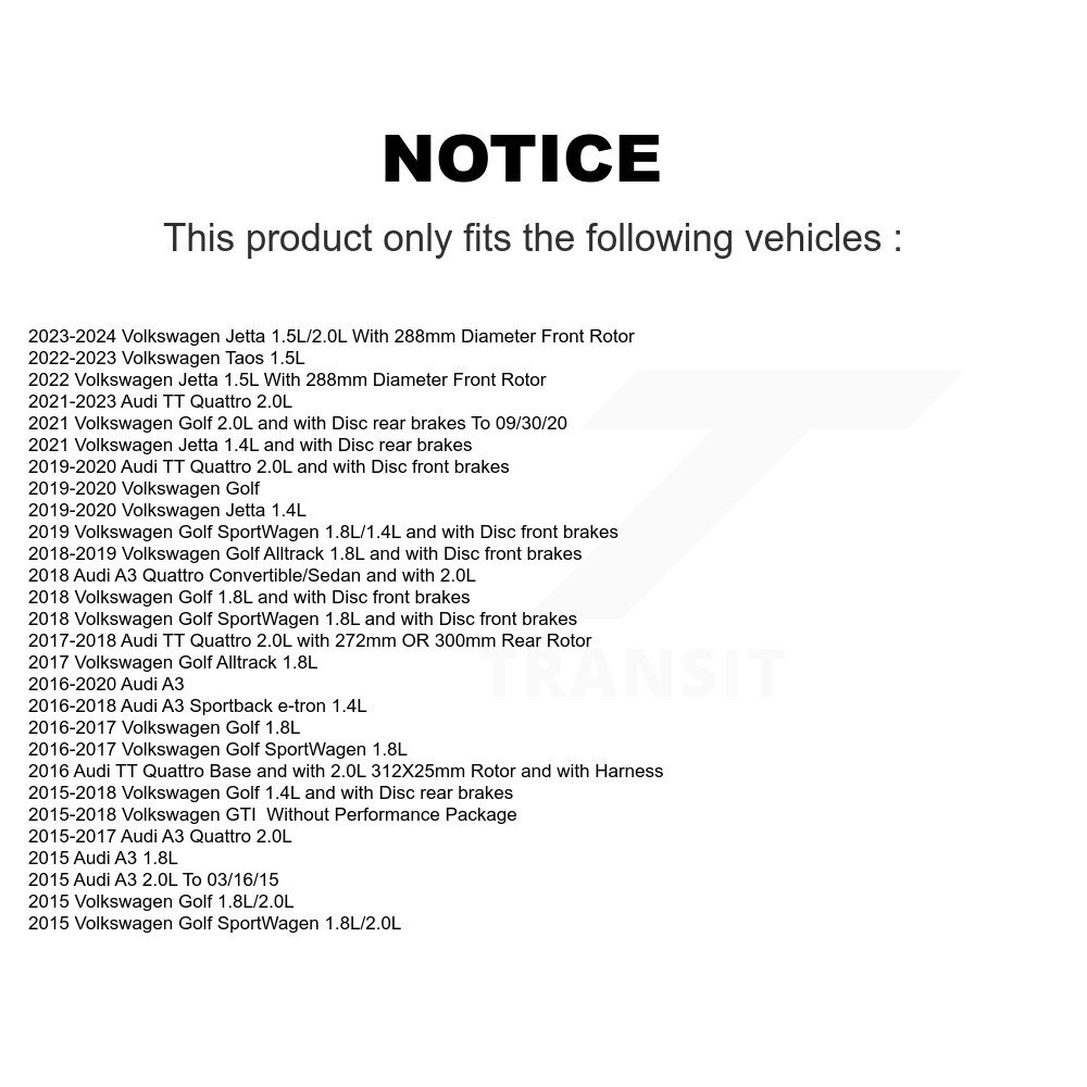 Front Ceramic Brake Pad & Extra Wear Sensor Kit For Volkswagen Golf Jetta SportWagen Taos KCW-100599 - Image 2