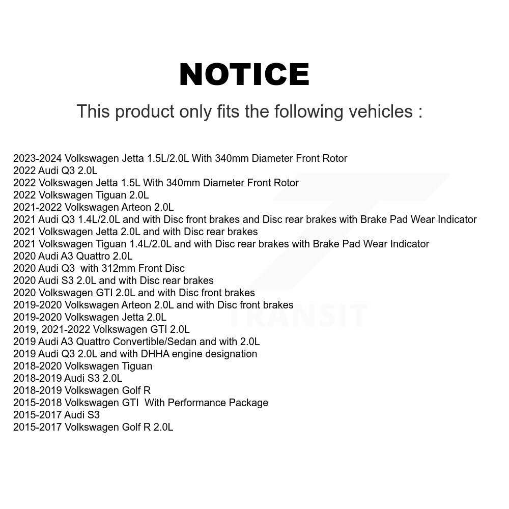 Front Ceramic Brake Pads Extra Wear Sensor Pair Kit For Volkswagen Tiguan Jetta Audi Q3 R KCW-100755 - Image 2