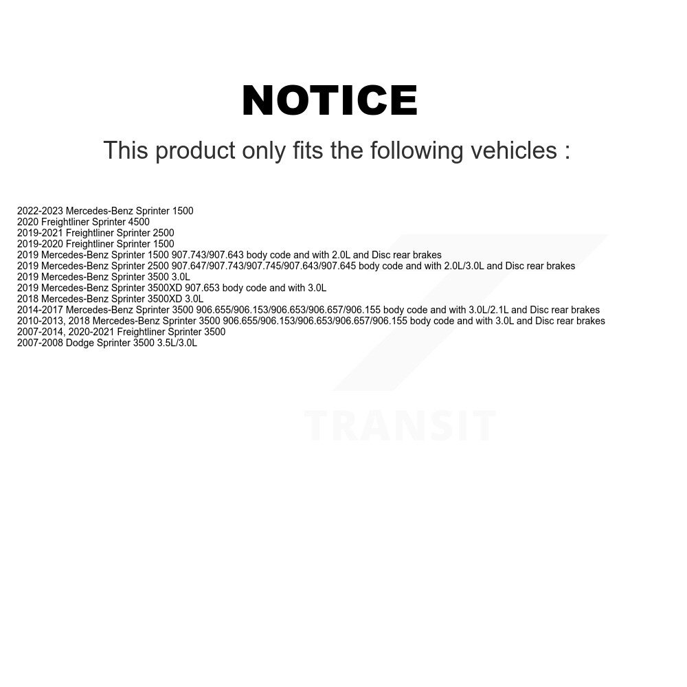 Front Ceramic Brake Pad & Extra Wear Sensor Pair Kit For Mercedes-Benz Sprinter 3500 2500 KCW-101160 - Image 2