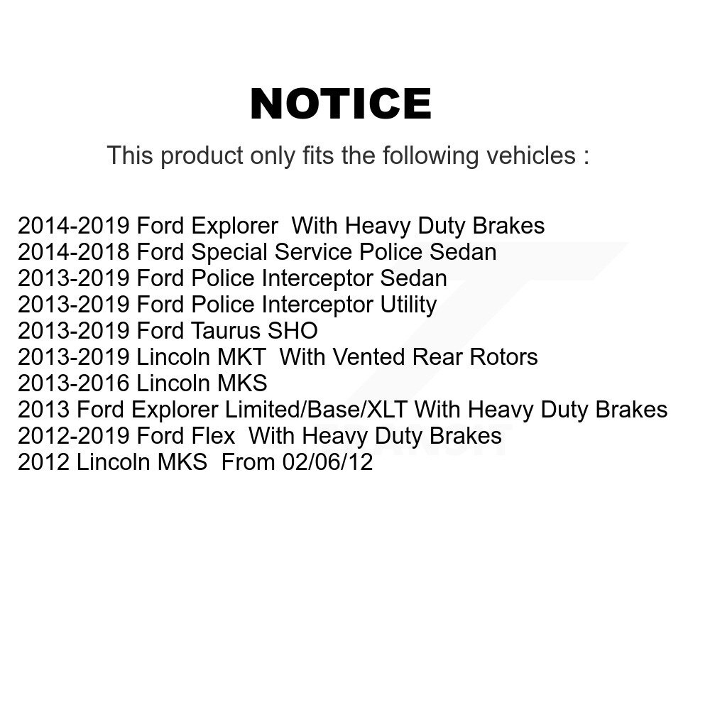 Front Coat Brake Rotor Pair For Ford Explorer Flex Taurus Police Interceptor Utility Sedan KG-100103 - Image 2