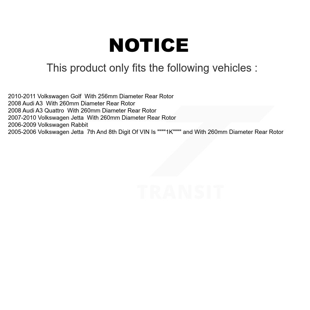 Rear Coated Disc Brake Rotors Pair For Volkswagen Jetta Rabbit Golf Audi A3 Quattro KG-100567 - Image 2