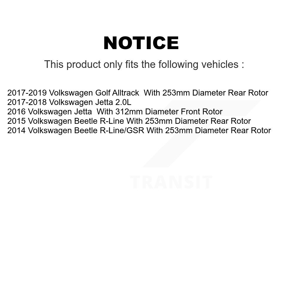 Front Rear Coated Disc Brake Rotors Kit For Volkswagen Jetta Golf Alltrack Beetle KG-100998 - Image 2