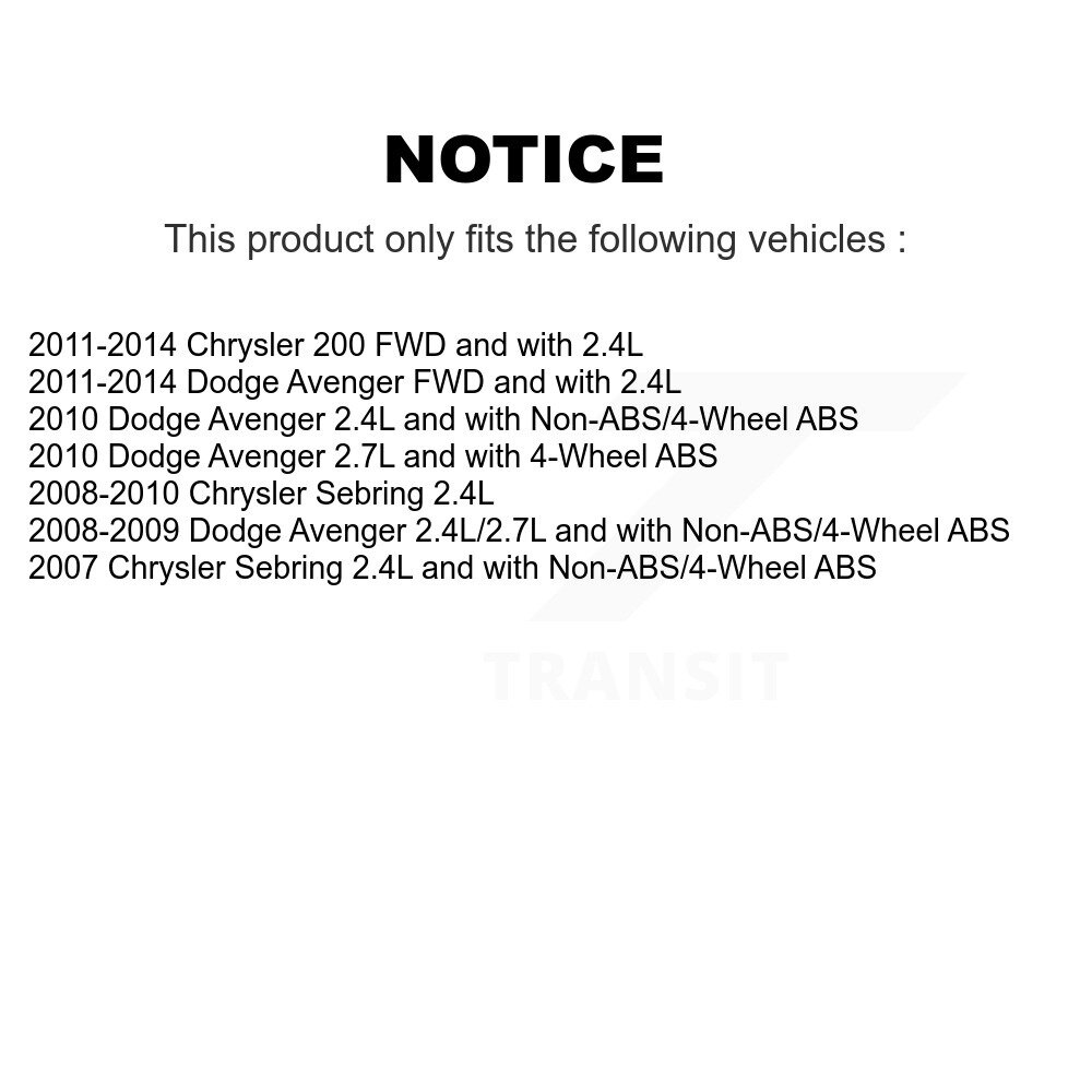 Front Left CV Axle Drive Shaft And Hub Bearing Kit For Chrysler 200 Dodge Avenger Sebring KN7-100015 - Image 2