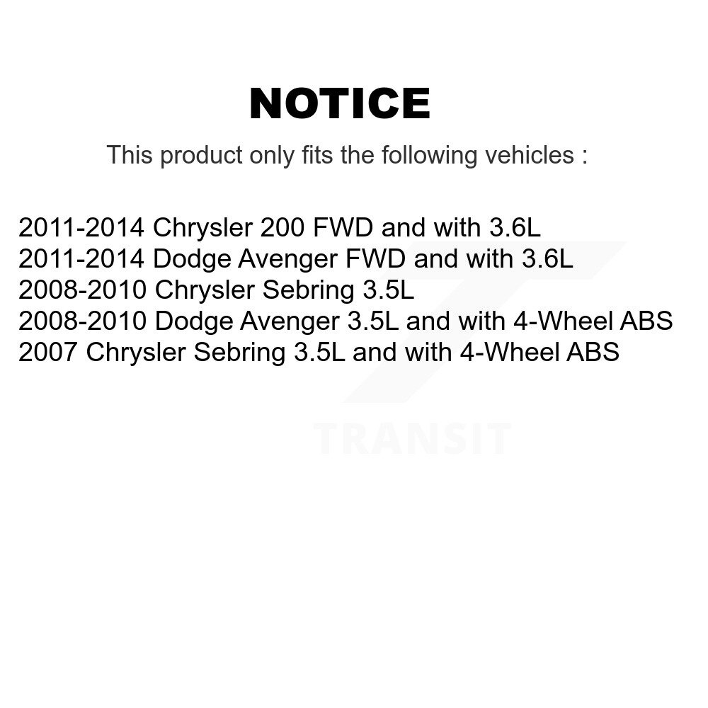 Front CV Axle Drive Shaft And Hub Bearing Kit For Chrysler 200 Dodge Avenger Sebring KN7-100387 - Image 2