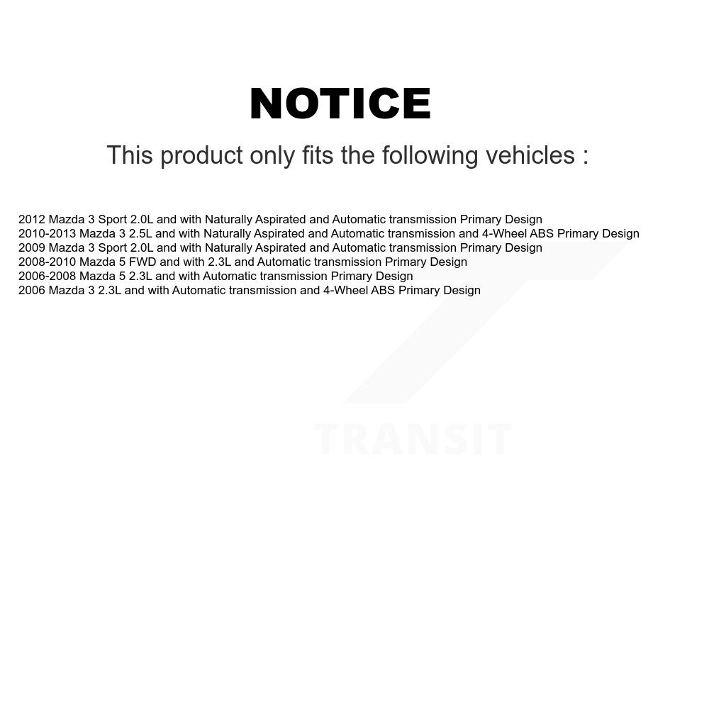 Front CV Axle Drive Shaft Assembly And Bearing Kit For Mazda 5 3 Sport Primary Design KN7-100532 - Image 2