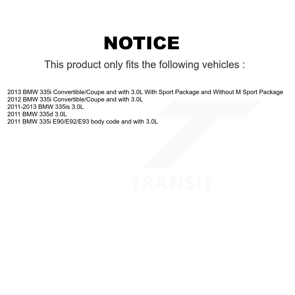 Front Rear Semi-Metallic Brake Pads & Extra Wear Sensor Kit (5Pc) For BMW 335i 335is 335d KPW-100481 - Image 2