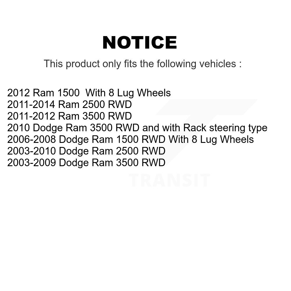 Front Inner Steering Tie Rod End Pair For Dodge Ram 3500 2500 1500 KTR-104859 - Image 2